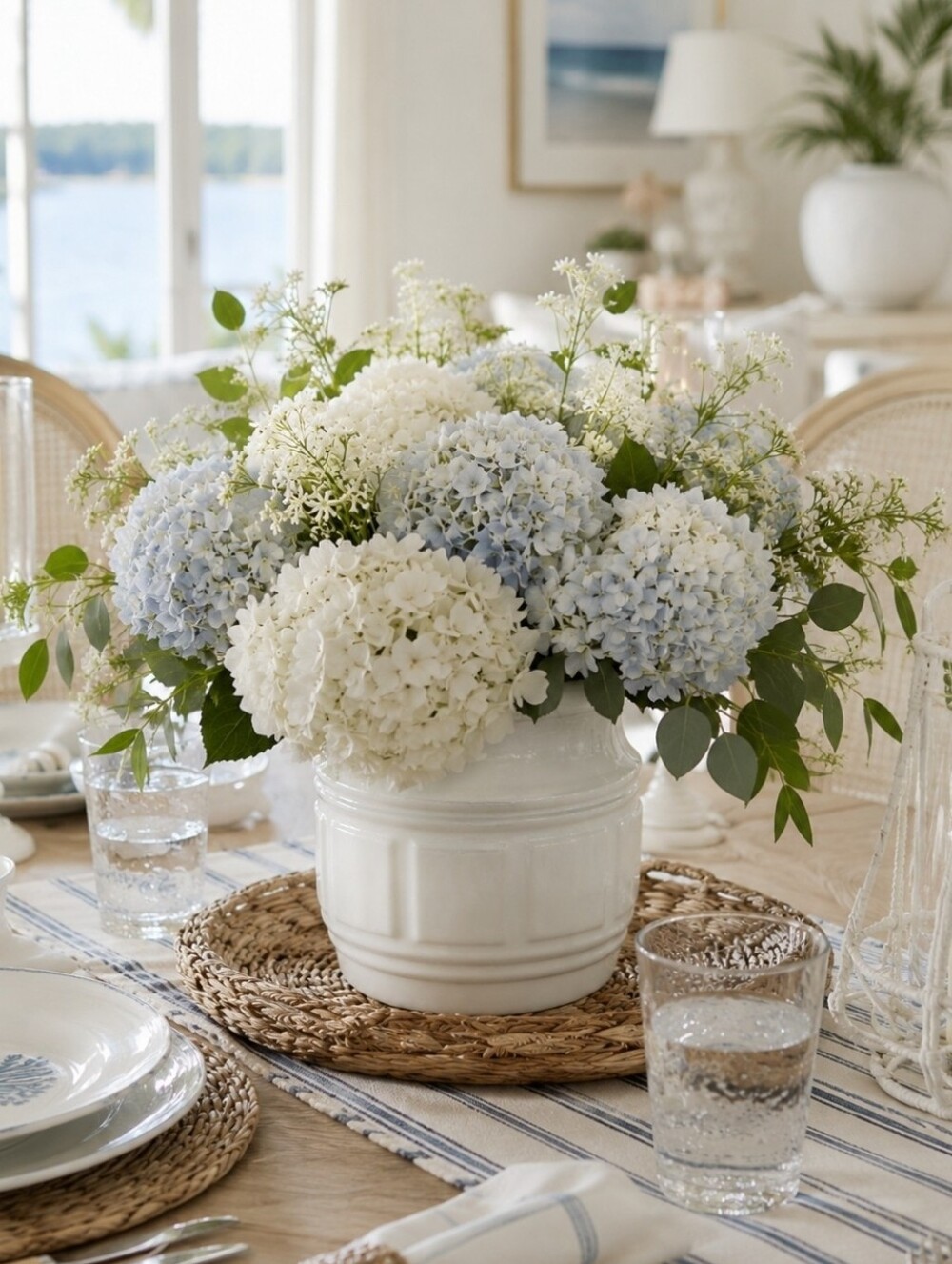 Vintage White Milk Glass Jardiniere Cachepot Vase | Coastal Cottage Americana - Picture 3 of 12